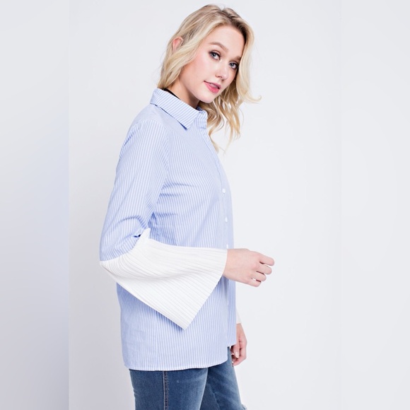 Light blue and white pinstripe button up - Picture 8 of 8